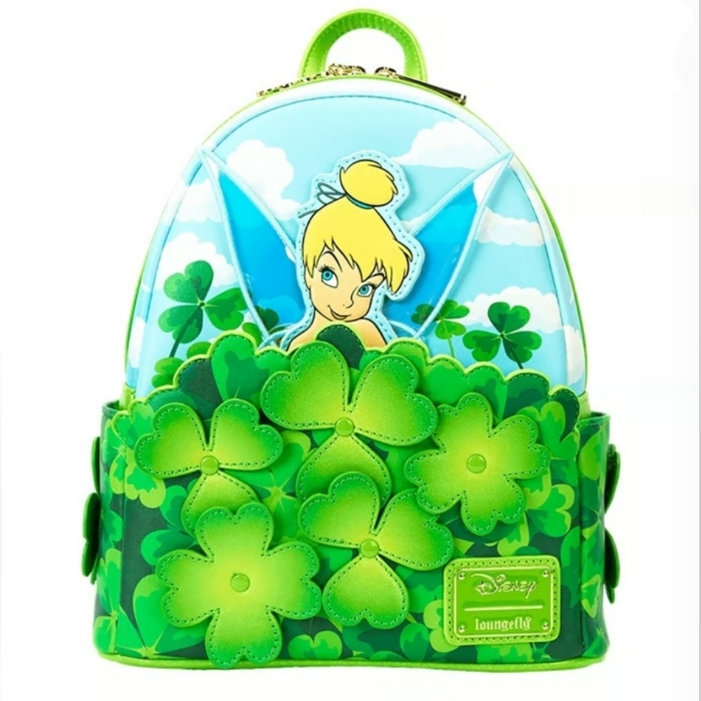 🍀🦋☘️ NWT Loungefly Tinker Bell Clover Backpack - Green and Blue🍀🦋☘️